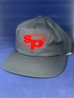 Seoul Project Embroidered Black Snapback Hat with Red Logo